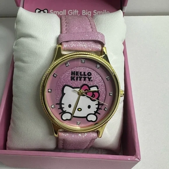 Hello Kitty Watch With Pastel Pink Sparkle Band New In Box - Picture 2 of 8
